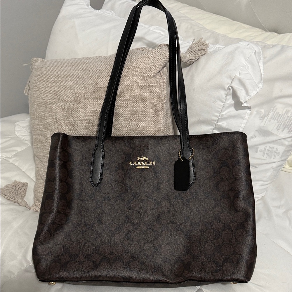Coach Dark Brown Signature Tote